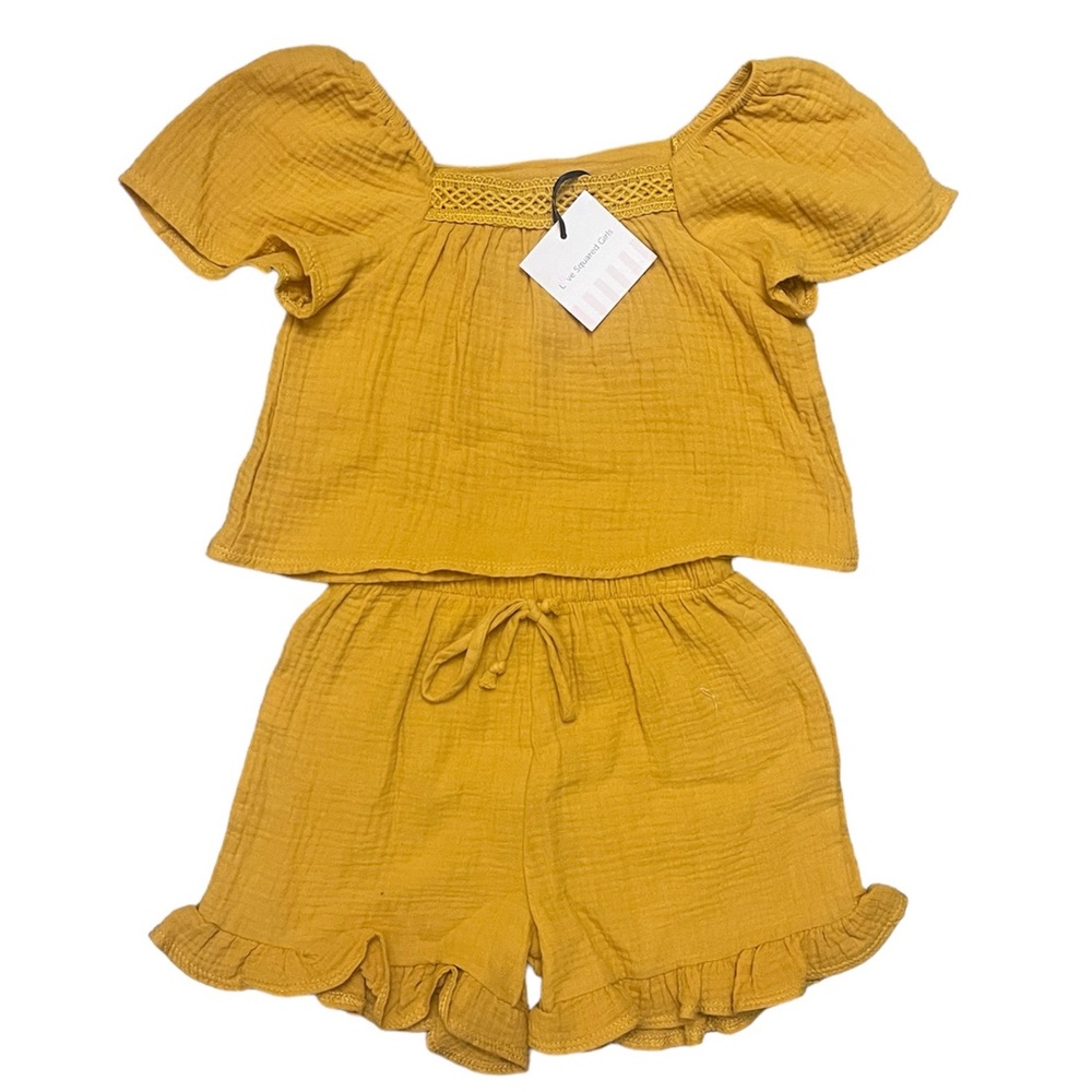 NWT Love Squared Youth Matching Top Shorts Set